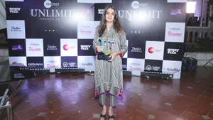 An elated chef Nooresha Kably after she received the award for Best Japanese Restaurant for Izumi, Goa.