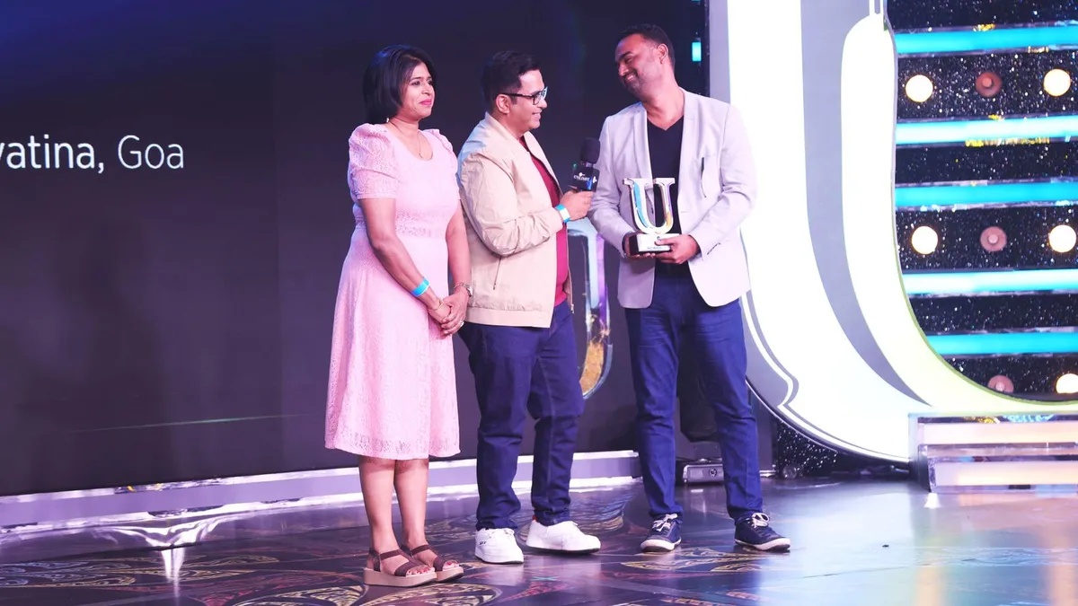 Chef Avinash Martins, who is known for reimagining Goan cuisine, receiving the Best Regional Restaurant award for his restaurant Cavatina in Goa.