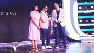 Chef Avinash Martins, who is known for reimagining Goan cuisine, receiving the Best Regional Restaurant award for his restaurant Cavatina in Goa.